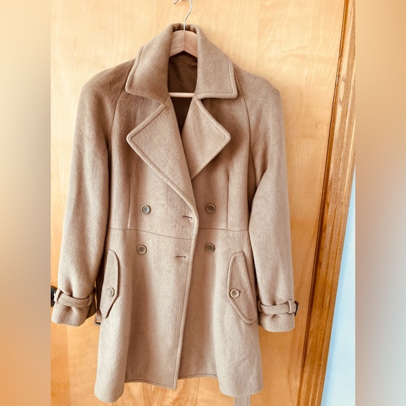 Theory Angora blend camel trench style coat SZ M - Picture 4 of 15